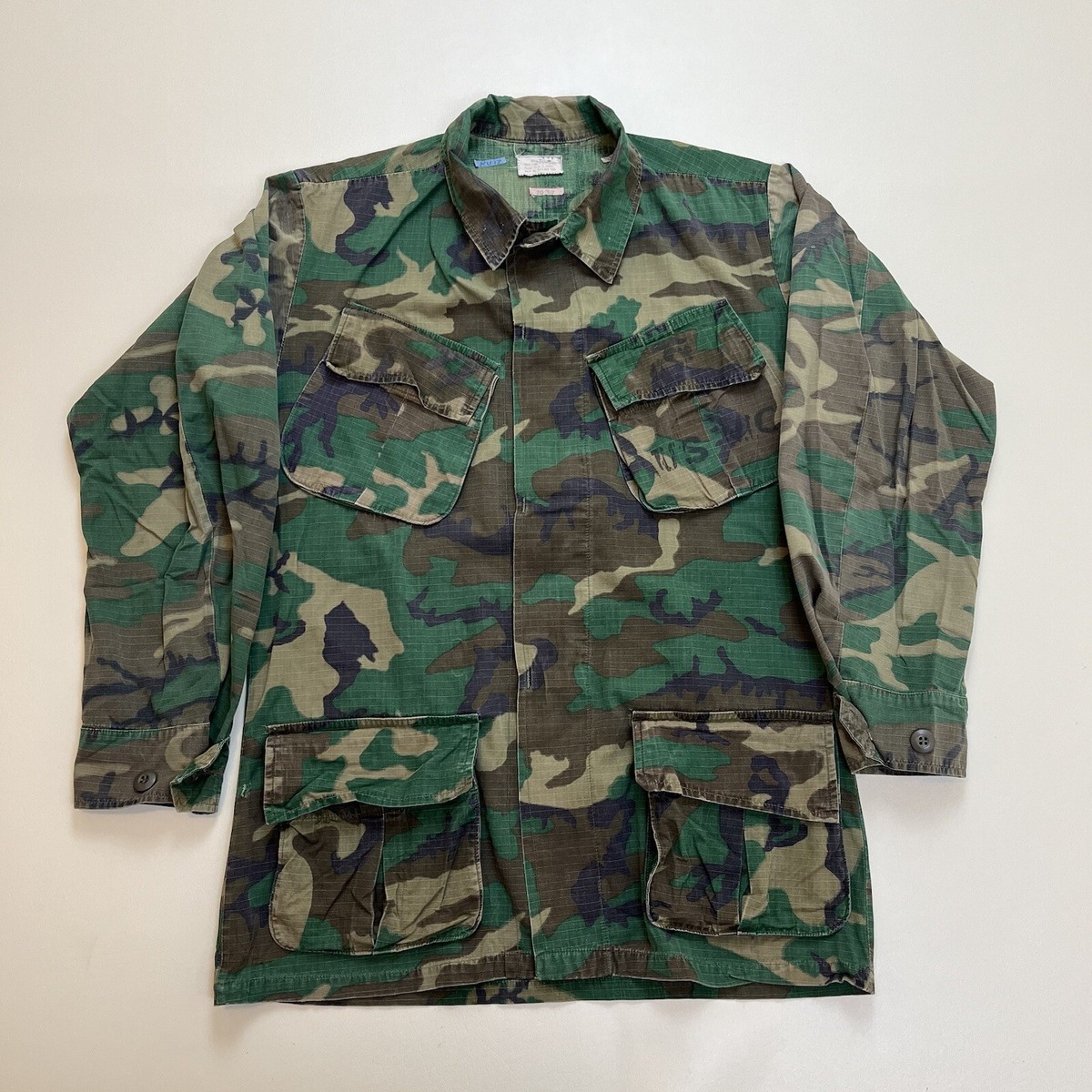 Vtg Vietnam ERDL Camo Poplin Tropical Jungle Slant Pocket Stencil 