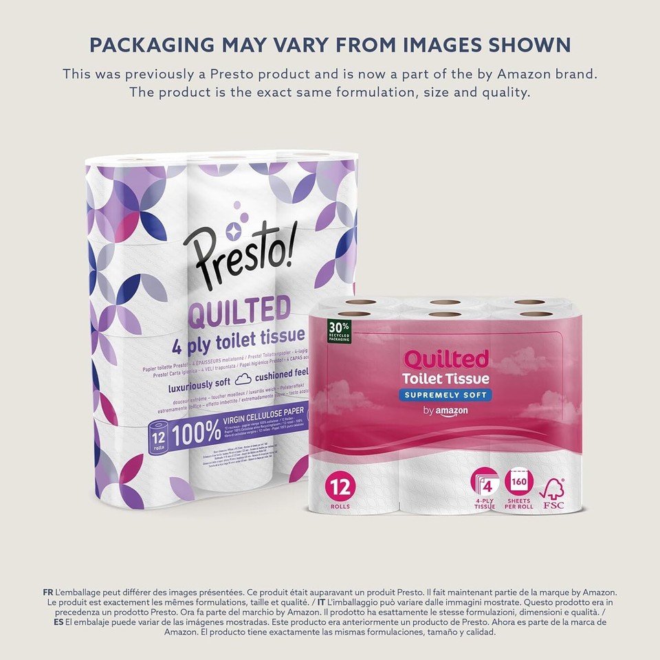 Toilet Roll, 4ply Quilted, Supremely Soft, 48 Rolls (4 Packs of 12