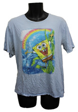 Old Navy Rainbow SpongeBob SquarePants Graphic T-Shirt XL Blue Stained Pits 