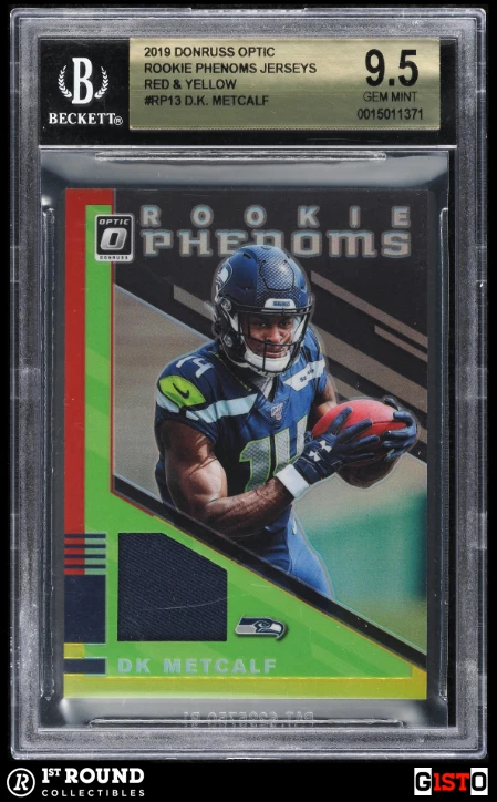 DK Metcalf Panini Donruss Optic Rookie Phenoms Jerseys #RP13 Horizontal-Red/Yellow