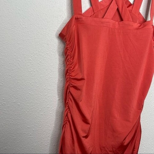 Cache Coral Orange Silky Top with Stone Embellishments size S - Picture 5 of 9