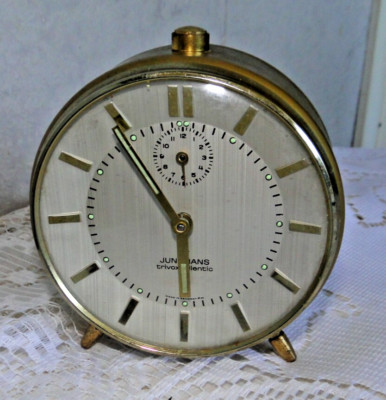 alter Wecker JUNGHANS TRIVOX SILENTIC vergoldetes Gehäuse 1960 funktioniert