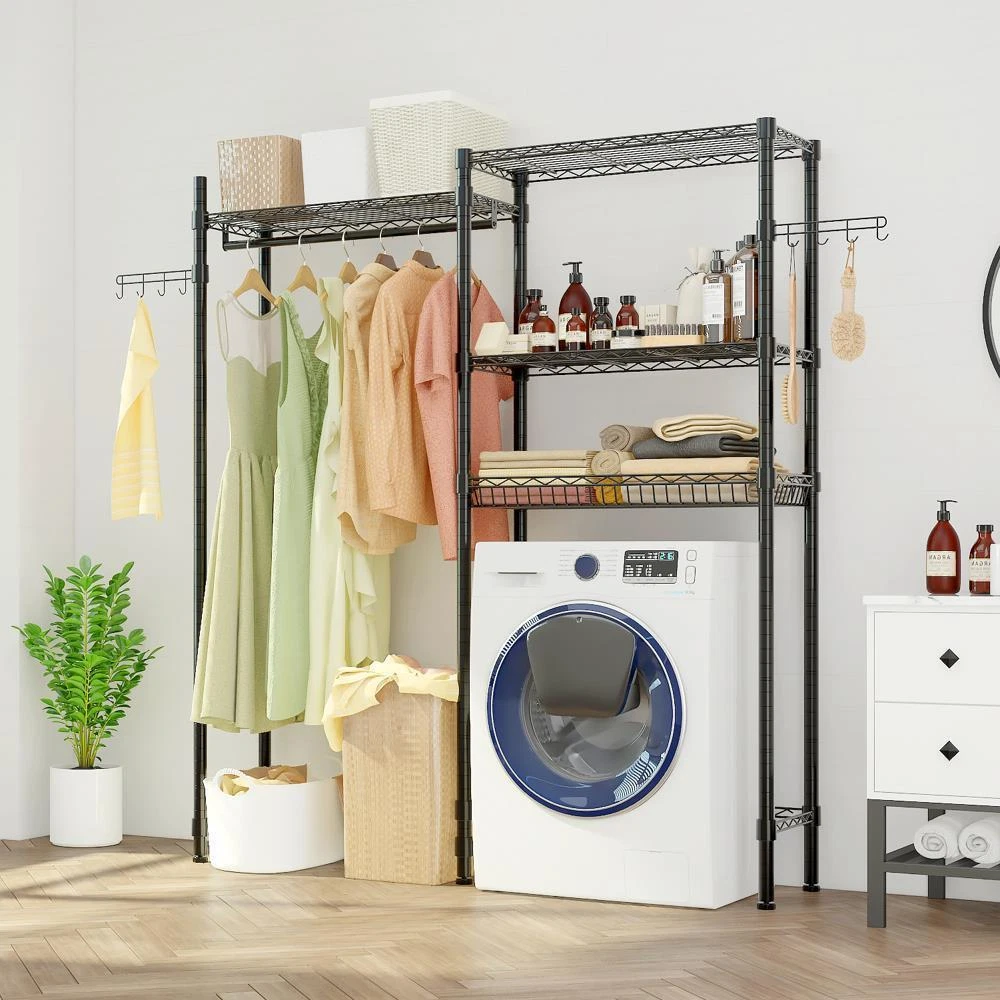 Clothes Drying Rack Over Washer and Dryer Laundry Room Storage