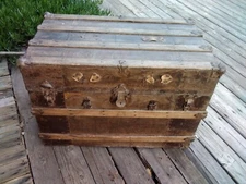 1870’s Antique Stagecoach Railroad Steamer Trunk