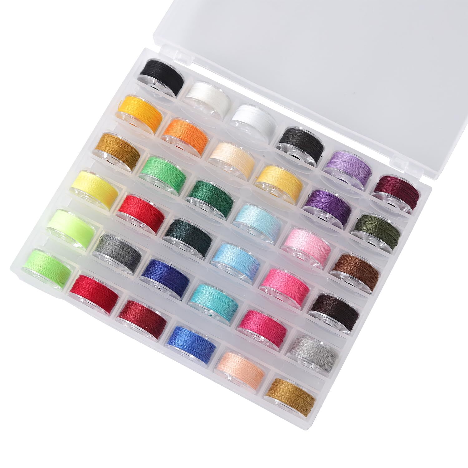 36Pcs Bobbins and Sewing Threads with Bobbin Case, Sa156 Bobbins Plastic Bobb...