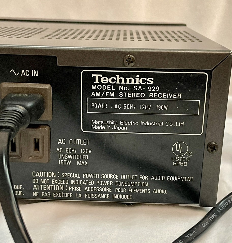TECHNICS SA-929 AM/FM Stereo Receiver Quartz Digital Synthesizer w ...