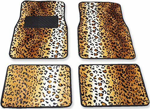 Tappetini tappeti auto universali feltro gomma antiscivolo 4 pezzi LEOPARDATI