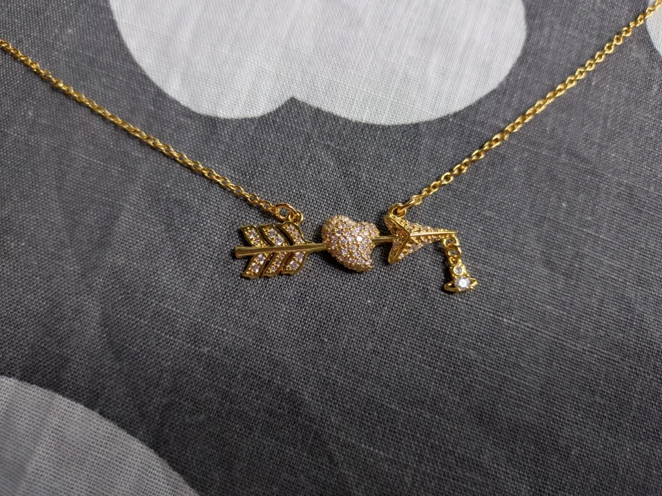 Vivienne Westwood Gold Toned Crystal Arrow and Orb Pendant Chain Necklace - Image 2 of 4