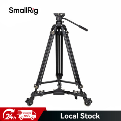 SmallRig Manfrotto QR Plate Professional Video Tripod 3751B with Tripod Dolly