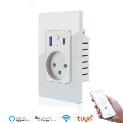 Melery16A Smart Israel Wifi Smart Power Sockets Glass Panel by Alexa Google Home
