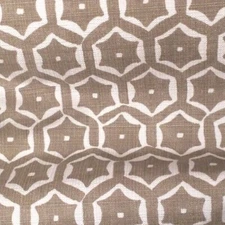 PRINTS, ETC. INC., Medina geometric taupe white hand printed linen 11+ yards new
