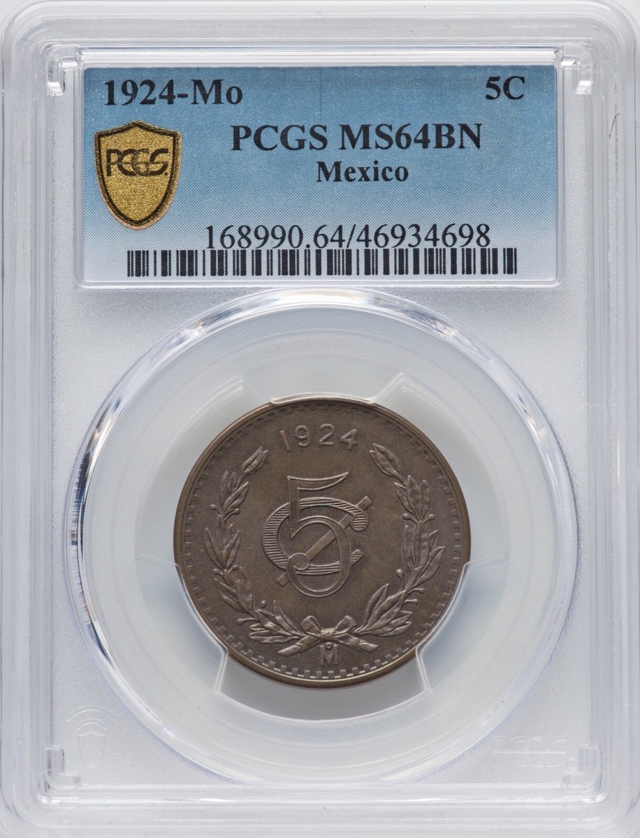 MEXICO ESTADOS UNIDOS 1924 5 CENTAVOS COIN PCGS CERTIFIED