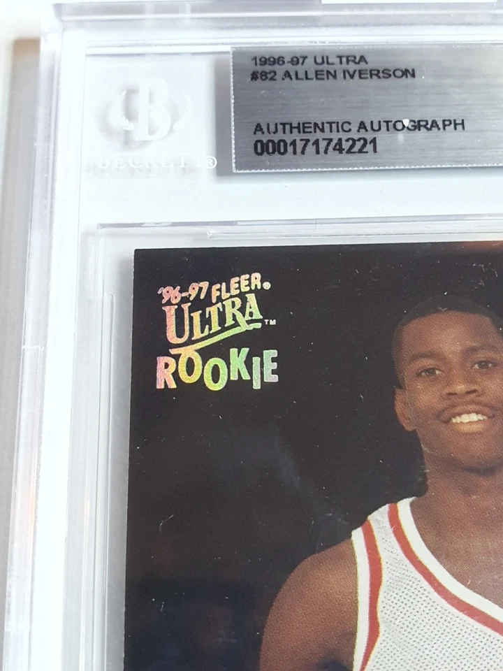 Fleer Ultra Allen Iverson #82 1996 novato automático - autógrafo de radiocontrol autenticado por BGS Foto 3 de 4