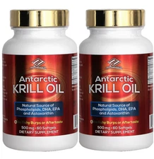 2 x NU-Health Antarctic Krill Oil with phospholipids DHA EPA Astaxanthin 60sg x2