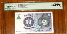 Denmark 50 Kroner 1999 P55a Gem New UNC LEGACY 66 PPQ Danish Banknote Note
