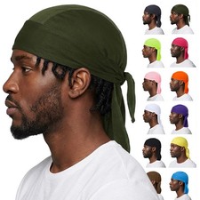 Durag Skull Cap Head Wrap Biker Motorcycle Du Do Black Bandana Paisley Doo Rag