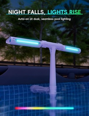 POOLHACKER Solar Pool Fountain with 10 Color Lights   Auto Light Sensing