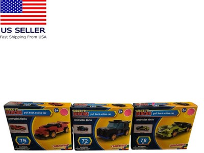 Make It Blocks Pull Back Action Car Construction Blocks 3 Piece Set new