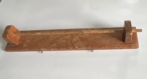 Vintage Wood Towel Rack w/ Dowel Bar and two eye hooks, Brown 18”