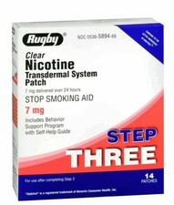 Lot of Rugby Clear Nicotine Transdermal System Patch Step 3 7mg Pack of 1 to 100