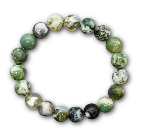 +natur+ BAUM-ACHAT++Edelstein-Kugel-Armband  L Ø 10 mm/19 cm-NEU-A-Qualität