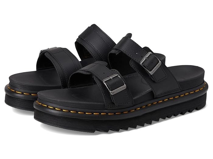 Dr. Martens Women's Myles Brando Black Leather Slide Sandals Sz 6 New W/O Box View 2