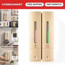 Wall-Mounted 3-Chamber Shampoo Conditioner Dispenser, No-Drill, 1200ML, Gold