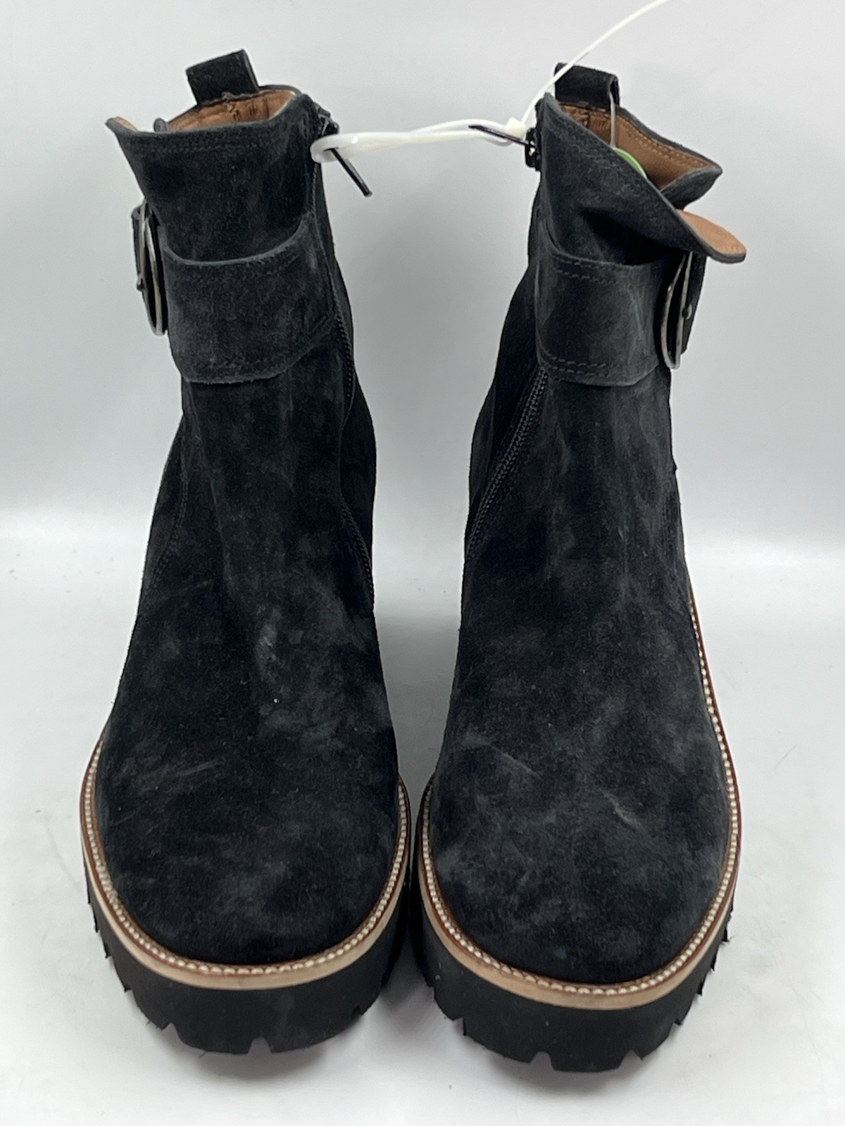 SAOLA Stivaletto donna Paul Green nero scamosciato fibbia ottone suola a strappo taglia US 8 5M