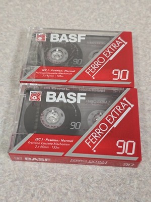 BASF Ferro Extra I Normal IEC 90 Minute Blank Cassette Tapes Set Of 2 New 