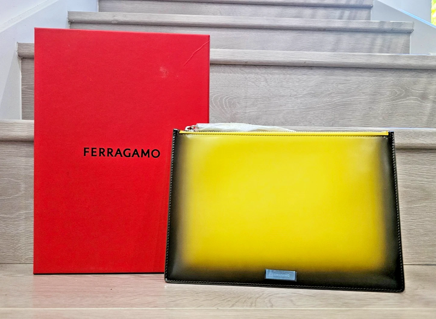 Ferragamo — Salvatore Ferragamo Item Holder with Nuanced Detailing - Yellow/Black RRP$1290