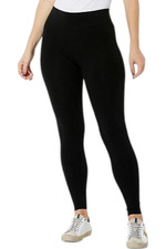 HUE Women's Wide Waistband Ultra Cotton Leggings Black
