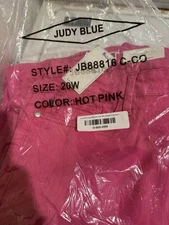 Judy Blue Jeans Womens 20W Hot Pink Barbiecore Flare Rough Hem #JB88618C NWT