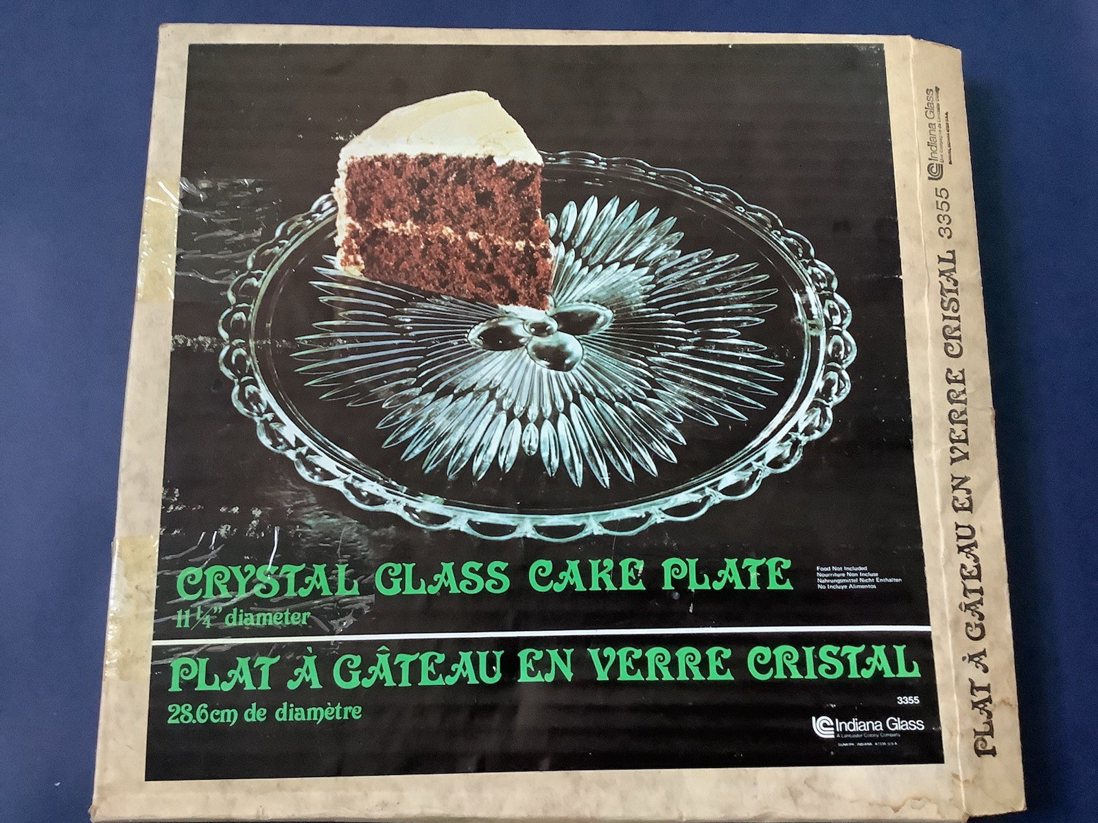 VINTAGE 60's INDIANA GLASS #3355 FLOWER SUNBURST CRYSTAL CAKE PLATE