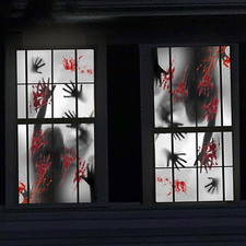 2PCS Halloween Giant Window Decorations Door Cover, Window Clings Poster 59X60I