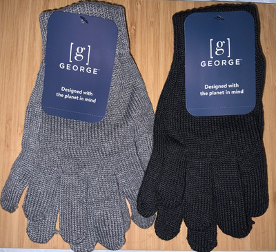 Two Pairs (2x) GEORGE Knit Touch Smart Gloves - 1 Gray & 1 Black Pair Gloves
