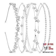 YUXIANLB 4 PCS Silver Bridal Rhinestone Headband - Crystal Leaf Butterfly Metal