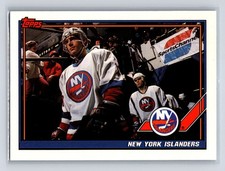 1991-92 Topps #412 New York Islanders Team Hockey Card