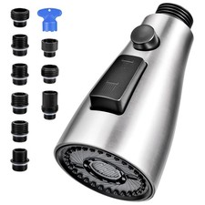 Kitchen Faucet Head Replacement, 3 Function Pull Down Spray Head with 9 Adapters