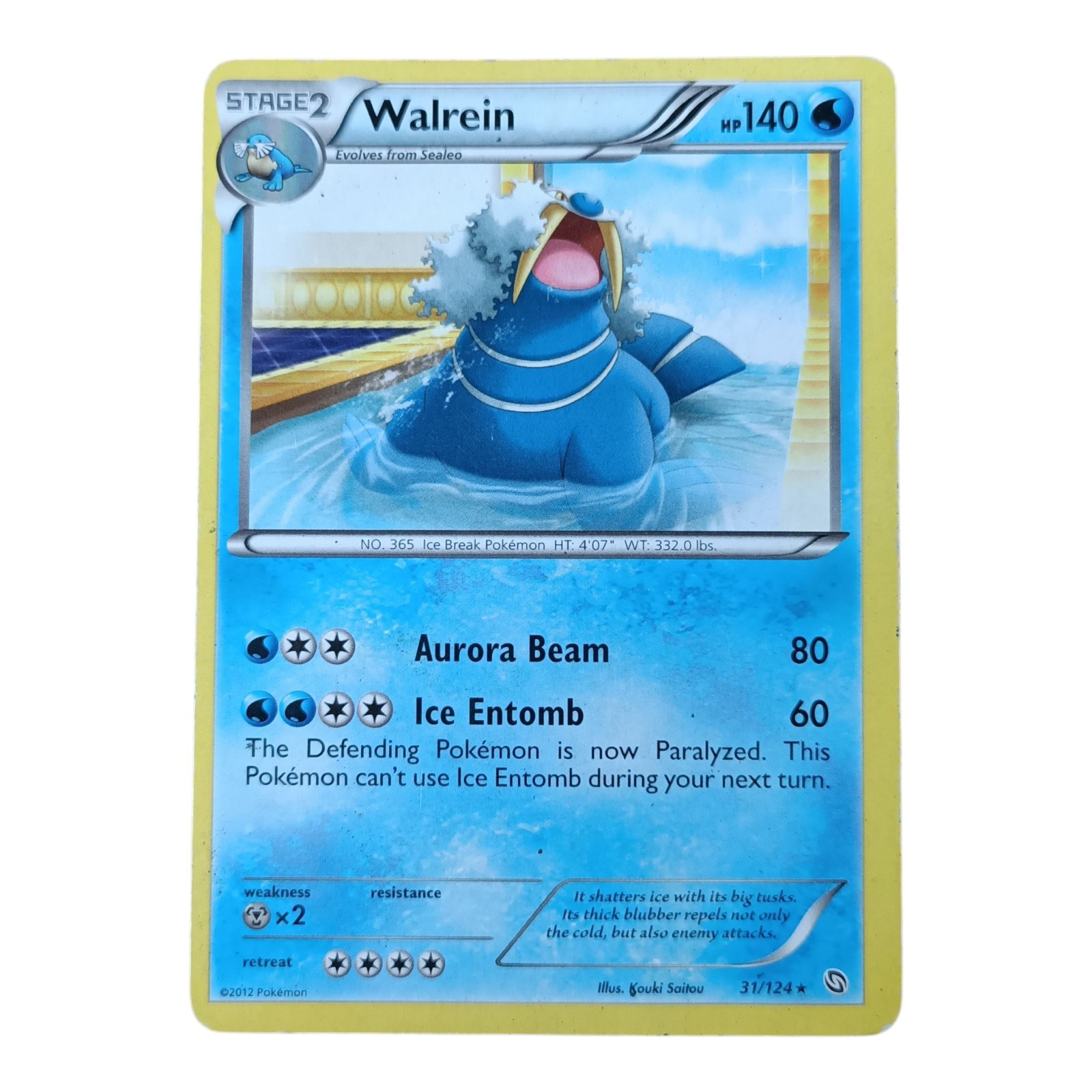 Walrein 31/124 - Rare Non-Holo - Pokémon Card - Dragons Exalted - MP - VG