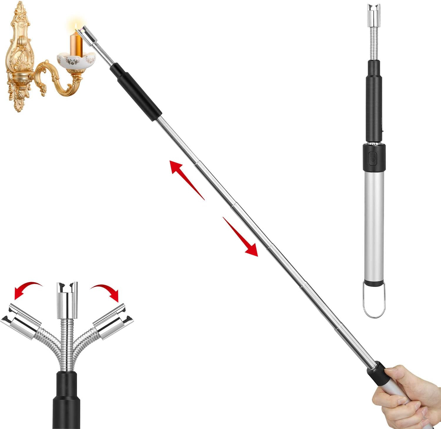 , Retractable Cool Lighter With 11.4in-27.55in Extra Long Ne