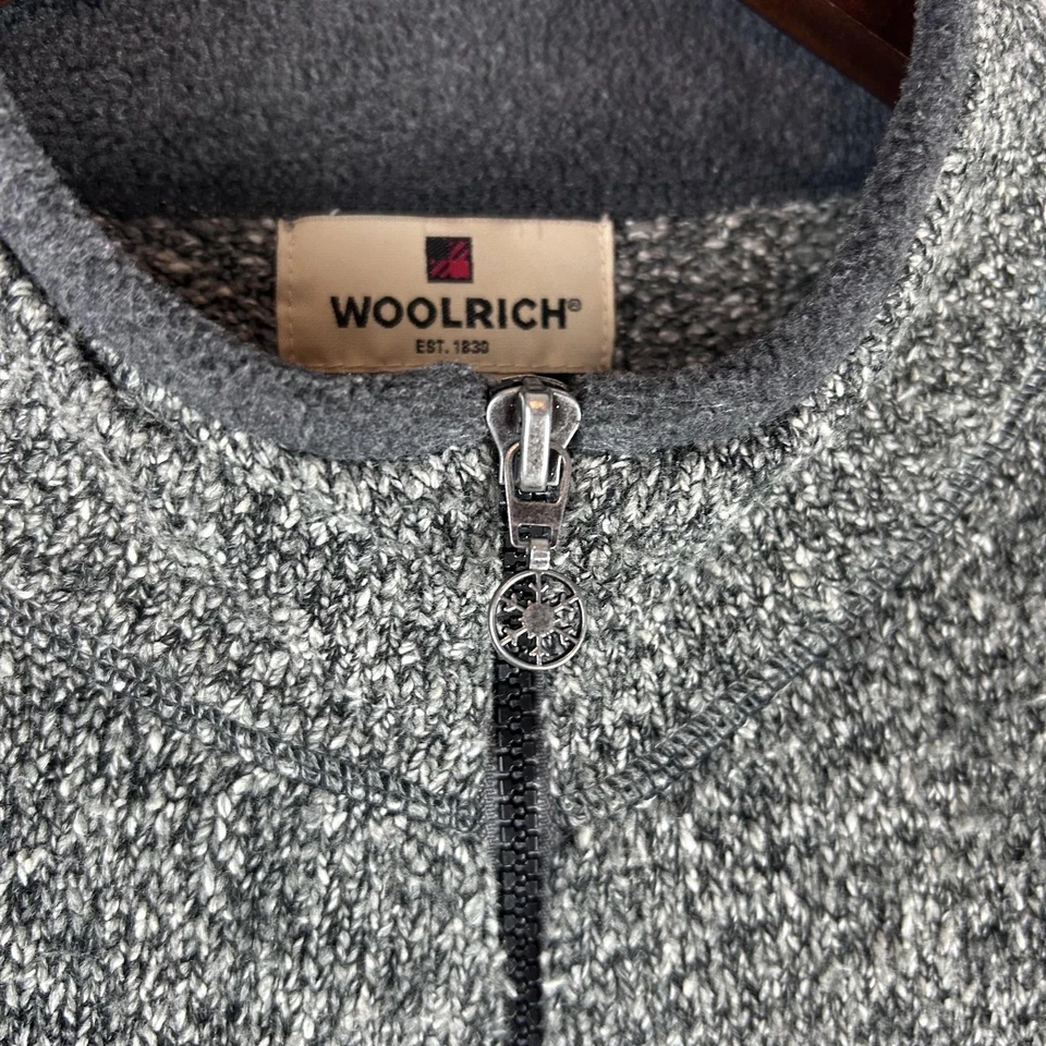 Suéter Woolrich Mujer XL Gris Brezo Cremallera Completa Cárdigan Oveja Fair Isle Nórdico Foto 2 de 4