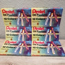 Vintage Lot of 6 Pentel Oil Pastels (5 NEW) PHN-12 Box of 12 Colors Art Supplies