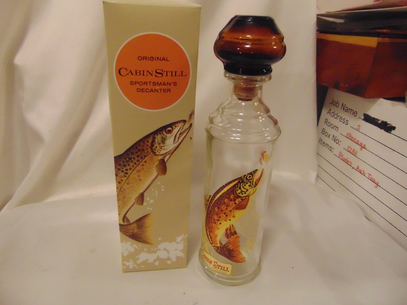 1968 Cabin Still Sportsman Series Trout Decanter w/original box-EMPTY