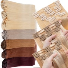 8PCS Clip In Real Remi Human Hair Extensions 100 Remy Russian Hair Full Head