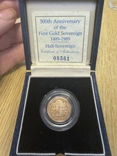 1989 500TH ANNIVERSARY GOLD PROOF HALF SOVEREIGN BOXED COA