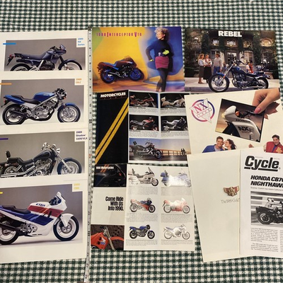 #ad Lot of 11 Vintage 1980s Honda Motorcycle Brochures Catalogs w Specs imperfect $23.99