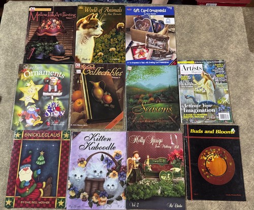 ART PAINTING  books folk fruit seasons Christmas flower lot 11 kitten kaboodle