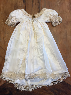 Vintage Doll Gown Dress,Satin,Off White,Lace Trim,For 22-24'' Doll
