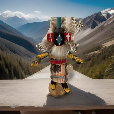Vintage Hopi Kachina Puppe Sternjagd handgeschnitzt signiert von E.W. 8 Zoll 80er-90er Jahre