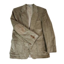 Vintage Lands End Blazer Mens 44L Tan Corduroy Elbow Patch Sport Jacket 90s